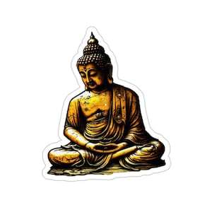 Buddha Sticker Yoga Spiritual Peaceful Colorful Inspiring Water Bottle Stickers Gift Unique Art Laptop Vinyl Large Small Stickers