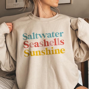 Sunshine Beach Vacation Sweatshirt, Beachy Coastal Crewneck Sweater, Seashell Aesthetic Outfits, Vacation Jumpers, Gifts for Ocean Lover