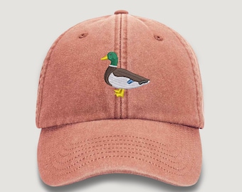 Vintage Duck Embroidered Hat, Comfort Colors Trucker Hat, Cool Bird Design Stich Unisex Baseball Cap, Birthday Dad Hat, Vintage Style Hats