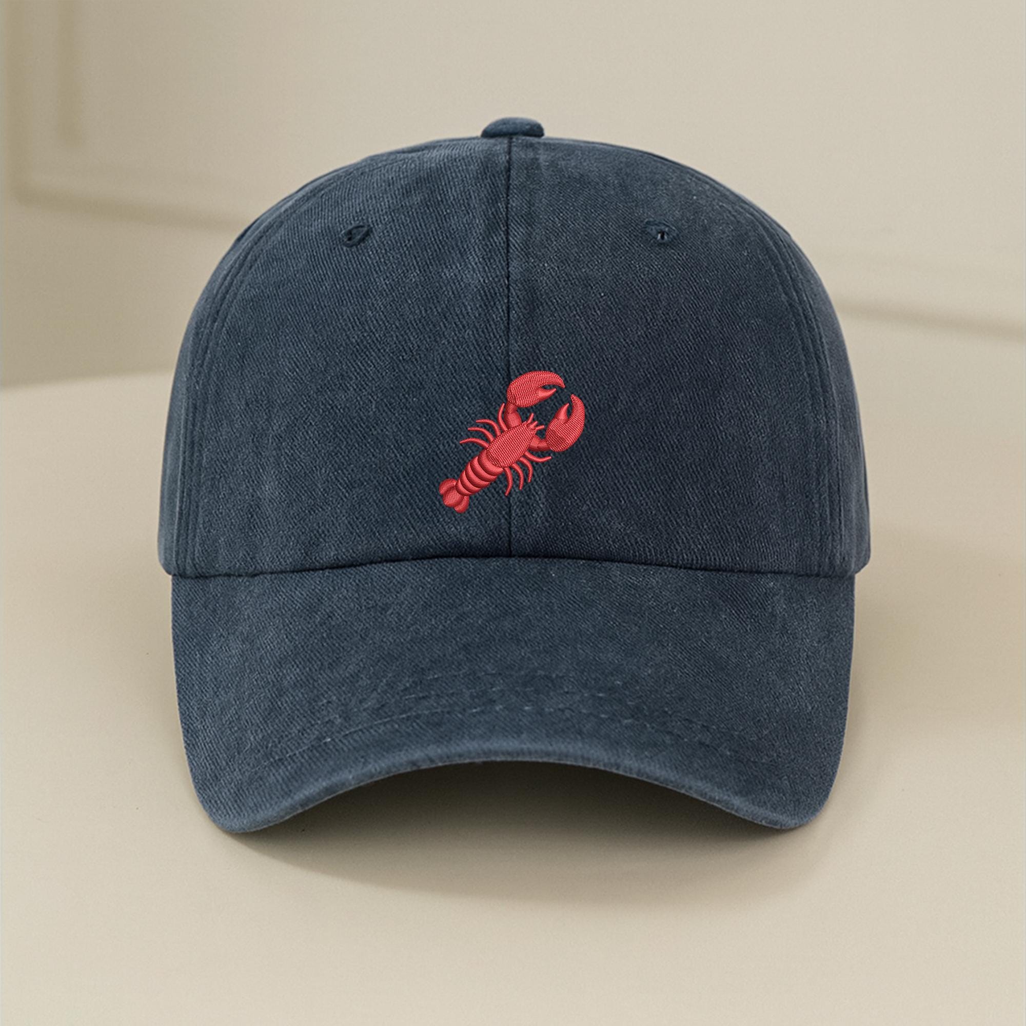 Embroidered Lobster Hat, Vintage Red Lobster Baseball Hat, Unisex Cotton Lobster Hat, Summer Beach Animal Trucker hat, Animal Lover Gifts