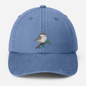 Chapeau papa mésange brodé, casquette noire d'observateur d'oiseaux de la faune, casquettes mésange femme, chapeaux de baseball mésange, cadeau d'anniversaire pour elle
