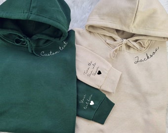 Sudaderas personalizadas, sudaderas con nombre y texto personalizados en cuello y mangas, sudaderas para el Día del Padre, camisetas unisex, sudaderas con capucha a juego para toda la familia.