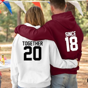 Sudaderas a juego para parejas, sudaderas personalizadas con números estampados &quot;Juntos desde&quot;, sudadera a juego para San Valentín, conjuntos con estampado personalizado en la espalda.