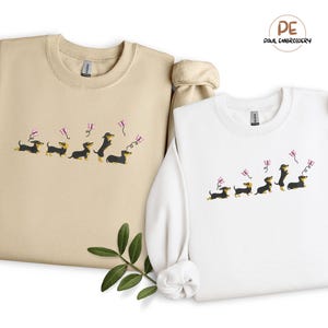 Dachshund Dog Embroidered Sweatshirt, Sausage Dog Crewneck Sweater, Cute Wiener Dog Sweater, Animal Lovers Jumpers, Pet Lover Gift for Her