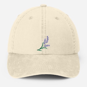 Embroidered Lavender Flower Cap, Vintage Lavender Floral Baseball Hat, Summer Hats with Flower, Gift for Flower Lover, Birthday Gift for her