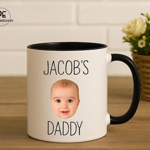 Personalised Baby Face Fathers Day Mug, Custom Baby Face Photo Dad Mug, 1st Father Day Kids Photo Printed Mug, Gift for Dad, Baby Photo Gift