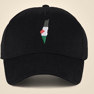 Casquette brodée Palestine, Casquette de baseball avec carte de la Palestine, Casquettes Palestine réglables 100 % coton, couleurs confortables, Taille adulte Casquette facile à ajuster