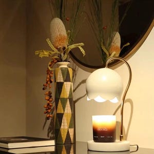 Lily of The Valley Candle Warmer Lamp White, Candle Wax Melt, Dimmer Table Lamp, Home Decoration