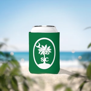SC Palmetto Baum und Crescent Oval - Can Coozie - Grün - KOSTENLOSER VERSAND