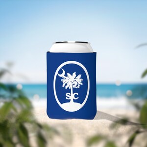 SC Palmetto Baum und Halbmond Oval - 12 Unzen Dose Coozie - Dunkelblau - Doppelseitiger Druck - KOSTENLOSER VERSAND