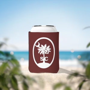 SC Palmettobaum und Halbmondoval - 12 Unzen Dose Coozie - Garnet - doppelseitiger Druck - KOSTENLOSER VERSAND