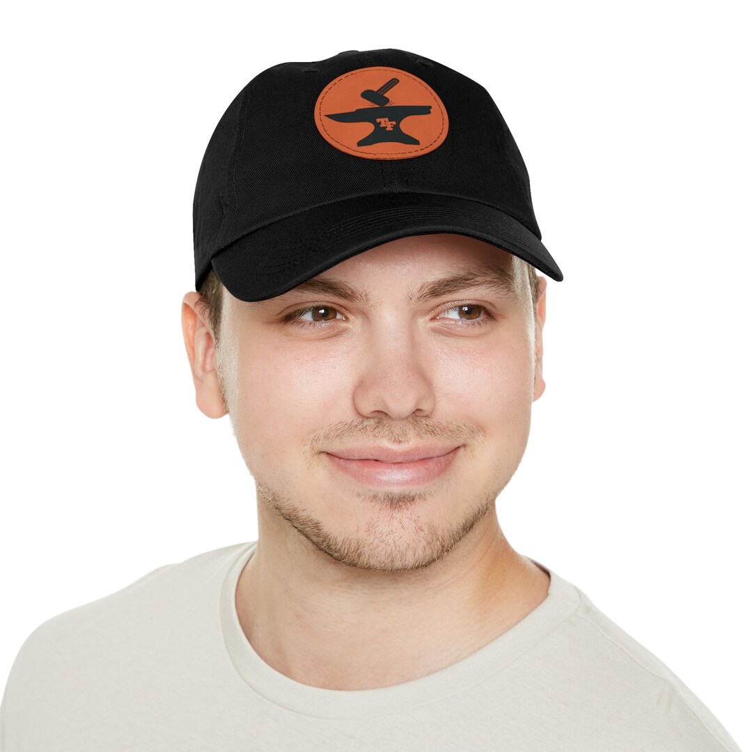 TF Logo Hat - Hammer & Anvil - Dad Hat With Leather Patch (round) - Etsy