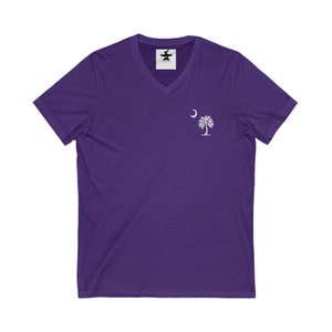 TF - Palmetto Tree and Crescent  - Unisex V-Neck Tee -Jersey Short Sleeve