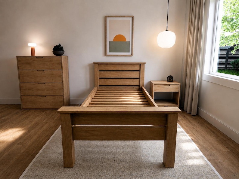 Twin Platform Bed Frame Plans | Modern Woodworking DIY (PDF Download) image 3