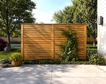 DIY Outdoor Privacy Screen Plans | Modern Horizontal Wood Screen | Instant PDF Download