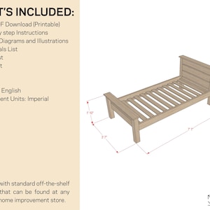 Twin Platform Bed Frame Plans | Modern Woodworking DIY (PDF Download) image 6