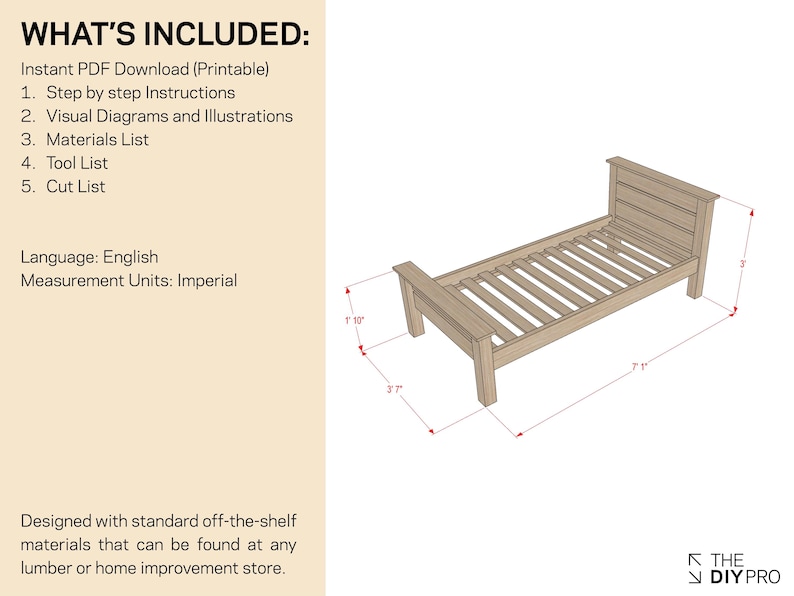 Twin Platform Bed Frame Plans | Modern Woodworking DIY (PDF Download) image 6