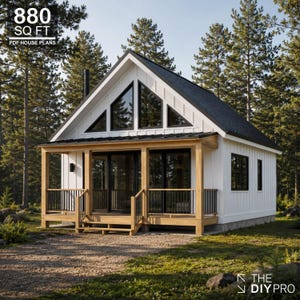 Farmhouse Cabin Plan | 880 Sq Ft, 1 Bed + Loft (PDF Download)