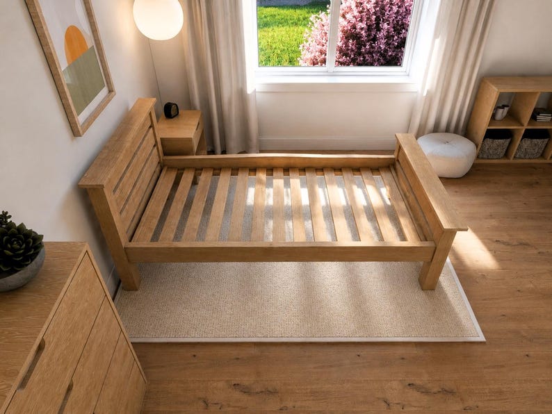 Twin Platform Bed Frame Plans | Modern Woodworking DIY (PDF Download) image 7