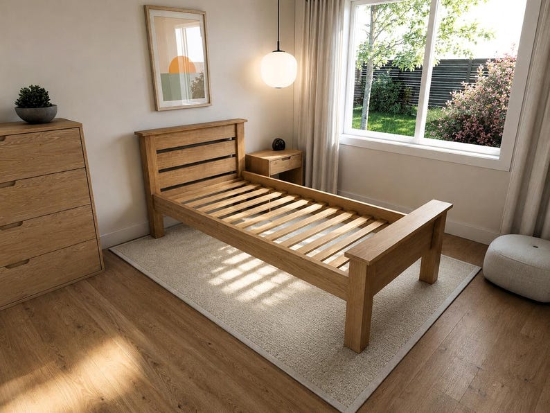 Twin Platform Bed Frame Plans | Modern Woodworking DIY (PDF Download) image 1