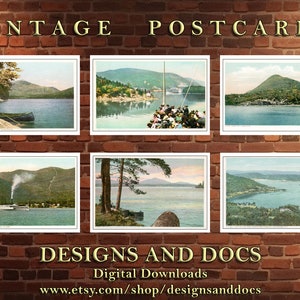 6 cartes postales vintage - Téléchargement numérique - Paysages de montagne - New York - 6 x 10 cm - Cartes postales anciennes - Album de coupures - Paysages