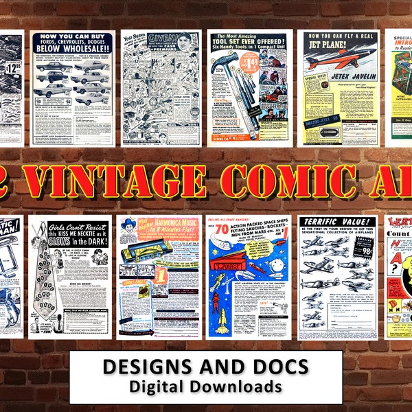 12 Vintage Comic Book Ad Pages (#4) – Public Domain – Printable - Instant Digital Download - Wall Art – Home Decor – Scrapbooking