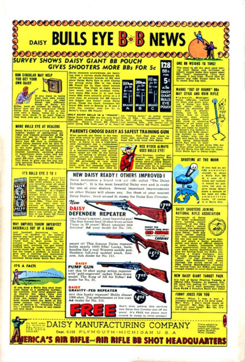 5 Vintage Daisy Rifle Comic Book Ads – Public Domain – Printable ...