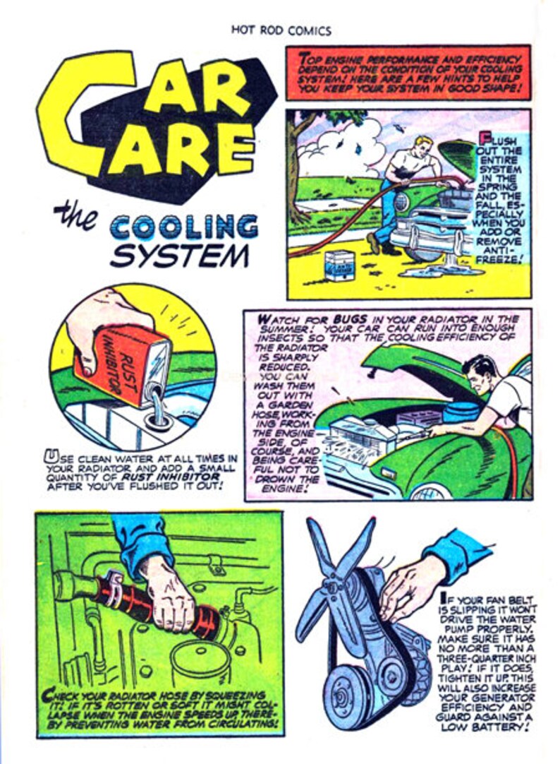 6 Vintage Car Care Comic Pages – Public Domain – Printable - Instant ...