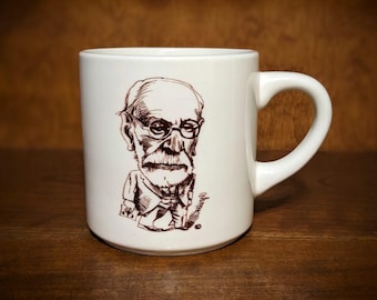High Quality QPB Sigmund Freud Caricature Book Club Coffee Mug ~ 12oz