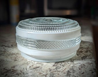 Tampa de luz de vidro texturizado circular fosco e transparente MCM vintage dos anos 1950-1960, sombra ou globo para luminária de teto embutida
