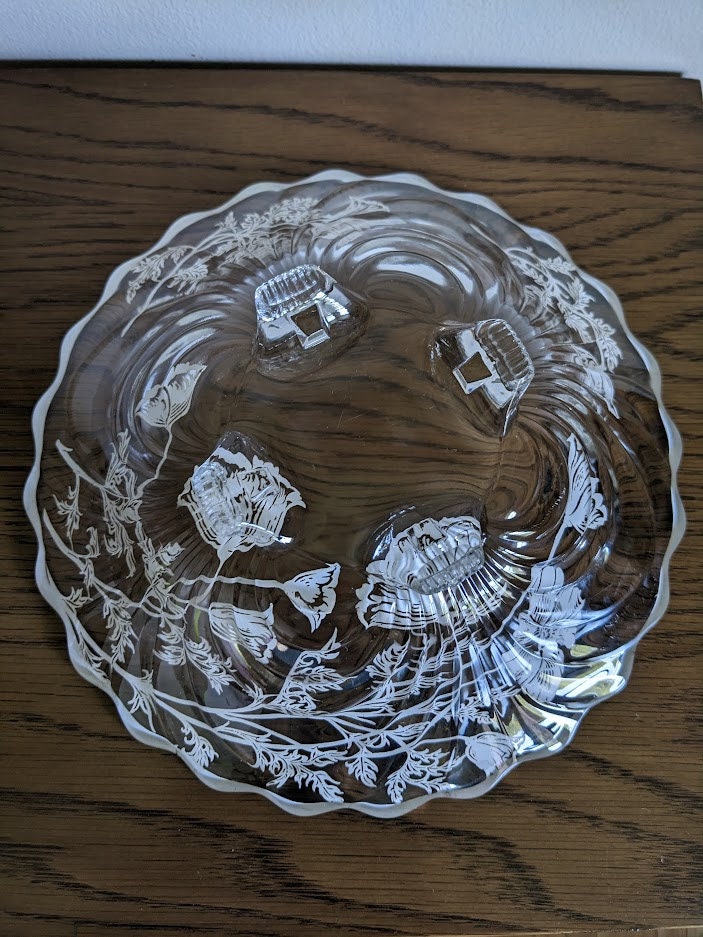 Vintage Silver Inlay Glass Bowl With Poppy Pattern 9 Etsy