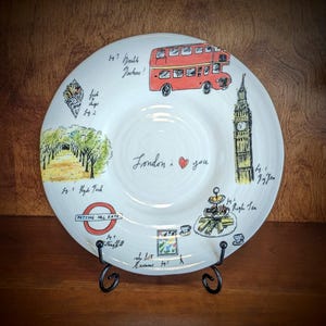 Anthropologie LINEA CARTA " London I Love You" Luncheon Dessert Plate ~ 8.5 Inch