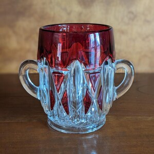 Vintage EAPG Ruby‑Flashed Spooner with Vertical Panels