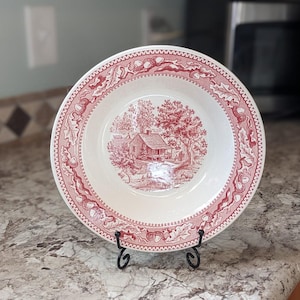 Royal Ironstone MEMORY LANE Pink or Red Transferware Serving Bowl or Vegetable Dish