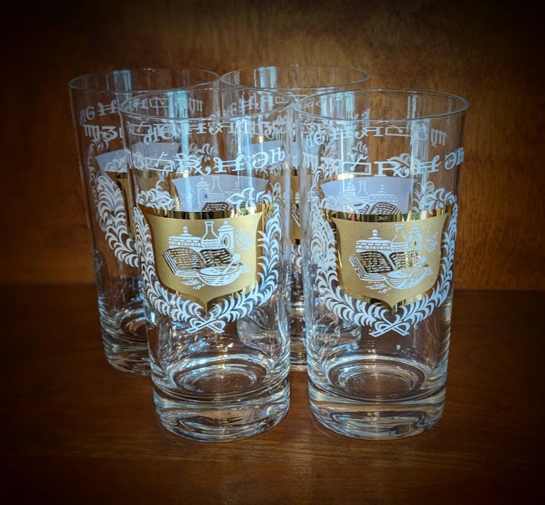 Libbey Mid-century Apothecary RX Gold Rimmed Heavy Glass Barware ...