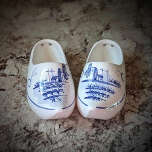 Delft Blue Style Ceramic Hand Painted Clogs or Dutch Girl Shoes