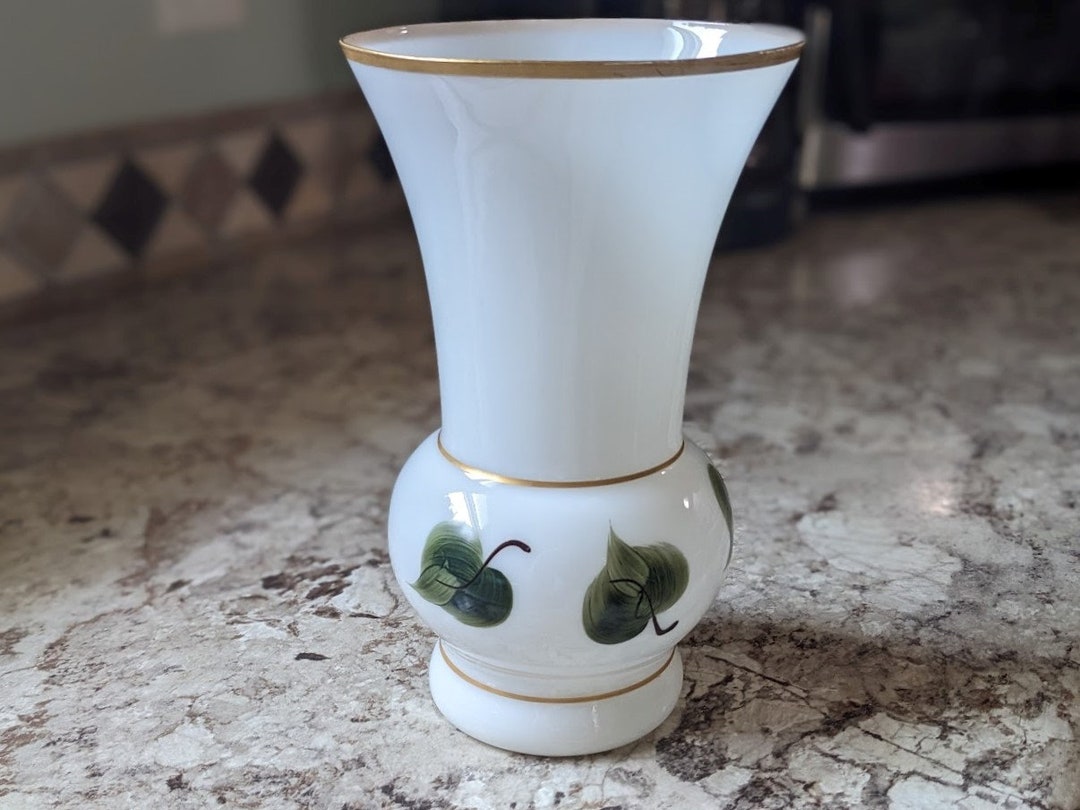 Vintage DUNBAR Milk Glass 8 quot Inch Trumpet Bouquet Vase With Hand