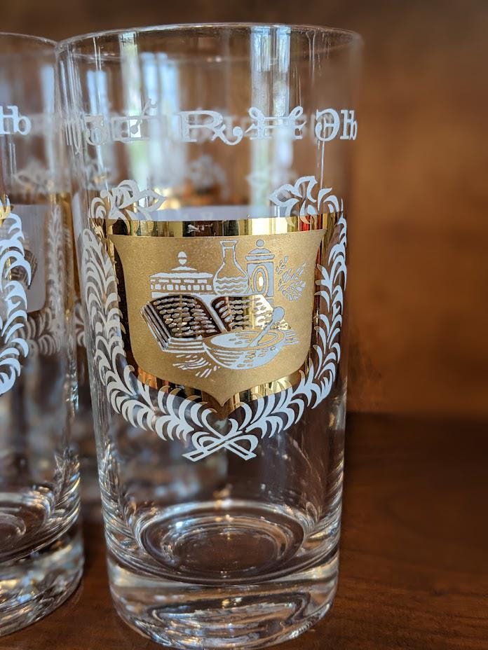 Libbey Mid-century Apothecary RX Gold Rimmed Heavy Glass Barware ...