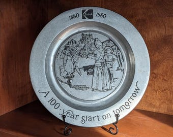 Placa de peltre pesada del centenario de la cámara Kodak de Wilton, Columbia, PA, EE. UU.