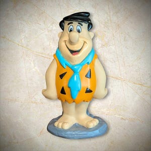 Vintage Fred Flintstone Hard Plastic Figurine Coin Bank