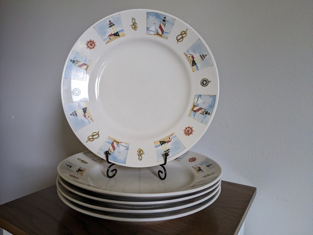 Gibson Nautical/lighthouse Dinner Plates Set of 5 Etsy