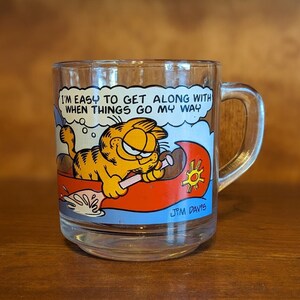 Vintage 1978 McDonald&#39;s GARFIELD taza de vidrio hecha por Anchor Hocking USA