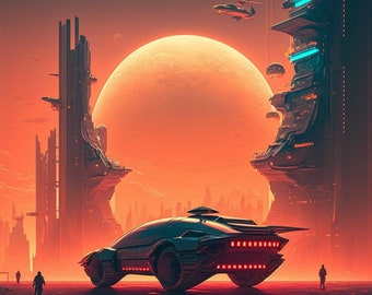 Mars futuristic city digital print