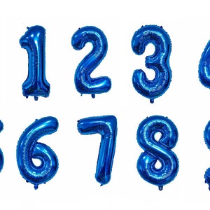 Blue Number Balloons - 0 through 9 available!