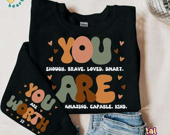 Boho Mental Health PNG Retro Motivational PNG Inspirational Png Sublimation Design Positivity Quotes You Are Worth It DTF File Download