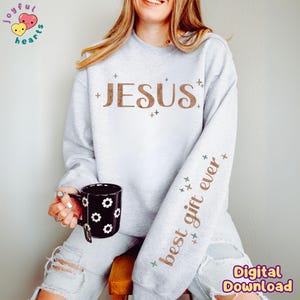 Diseño de sublimación PNG de Navidad vintage PNG cristiano Jesús PNG El mejor regalo de todos los tiempos PNG Camiseta navideña religiosa Archivo DTF Descarga instantánea
