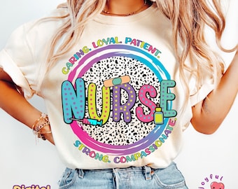 Nurse PNG RN Shirt Sublimation Design LPN Png Tshirt Dtf File Registered Nurse Png Nurse Sticker Bright Colorful Dalmatian Dot Download