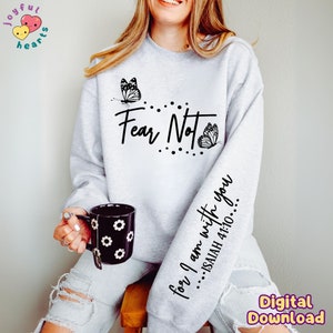 Retro Christian SVG Butterfly PNG Sublimation Design Fear Not Png Faith Over Fear Bible Verse Png Religious Shirt Jesus Tshirt DTF Download