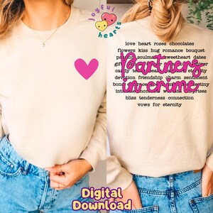 Partners in Crime grappig png-bestand Mama en ik png-sublimatieontwerp Xoxo-png Trendy roze Valentijnsdag png-koppels bijpassende digitale DTF-download