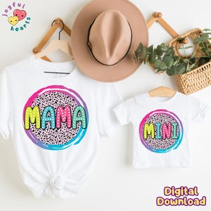 Mama PNG Mini Png Design de Sublimação Mãe Filha Png Camisa Combinando DTF Mamãe e Eu Png Família Png Colorido Dálmata Dot Digital Download
